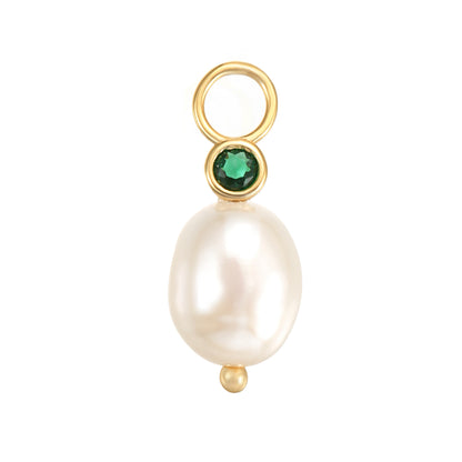 Emerald Pearl Charm Earrings