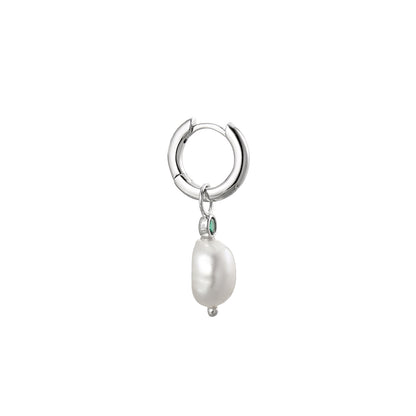 Emerald Pearl Charm Earrings