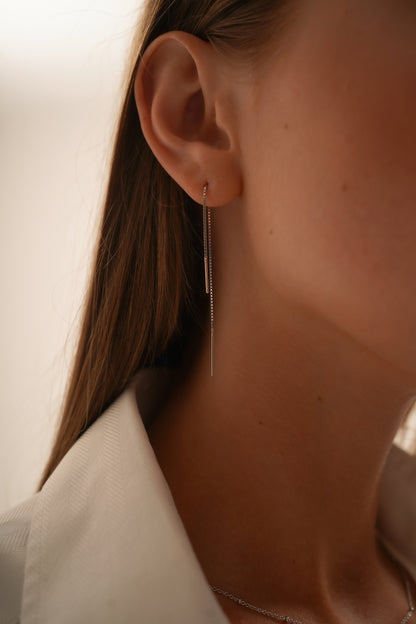 Sleek Silver Drop Earrings