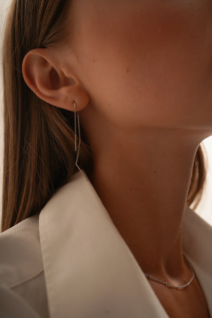 Sleek Silver Drop Earrings