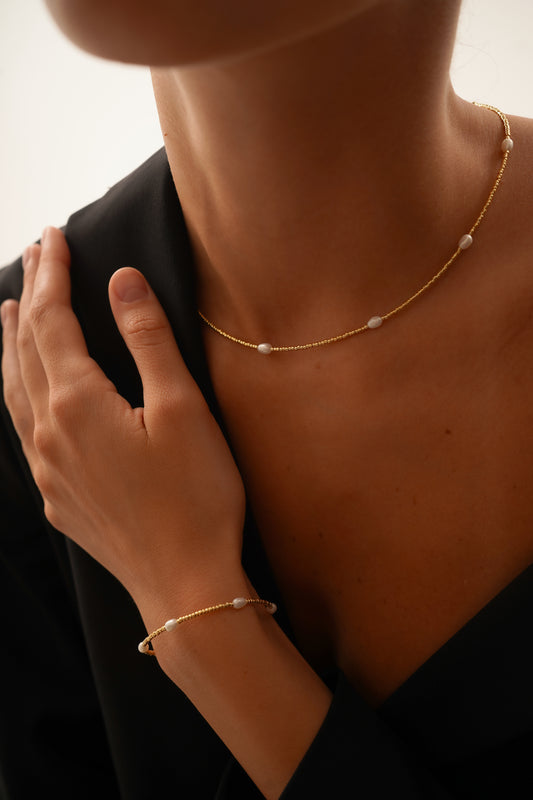 Golden Rice Pearl Choker