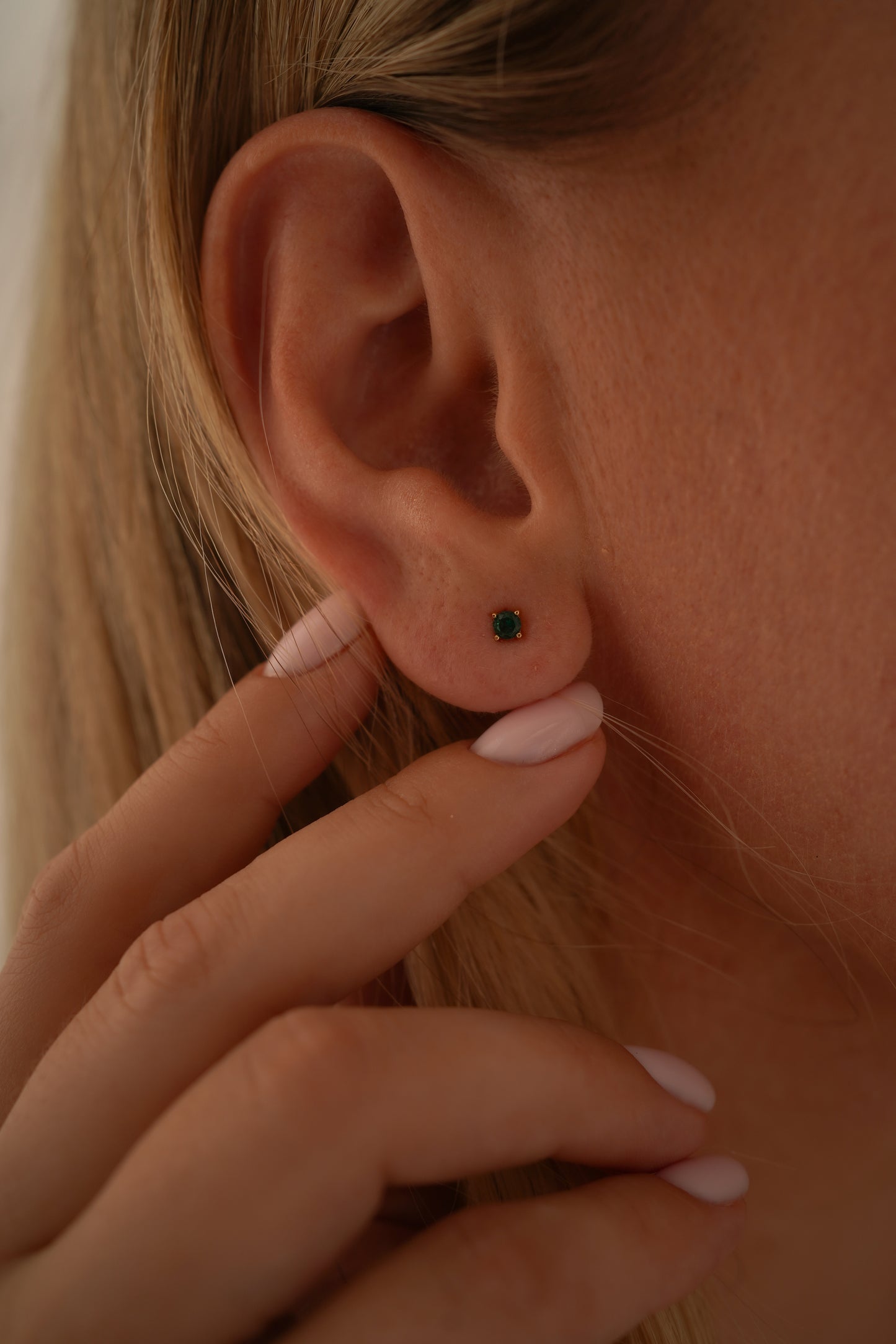 May Emerald Birthstone Studs