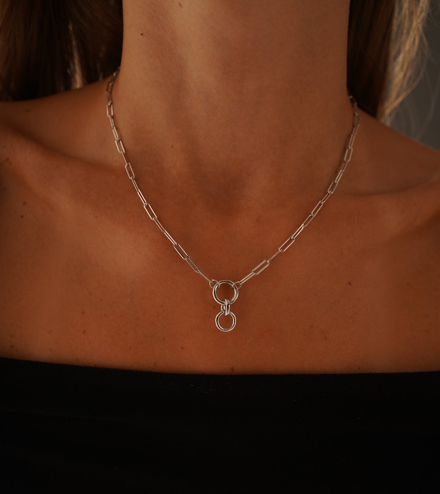 Silver Circle Charm Necklace