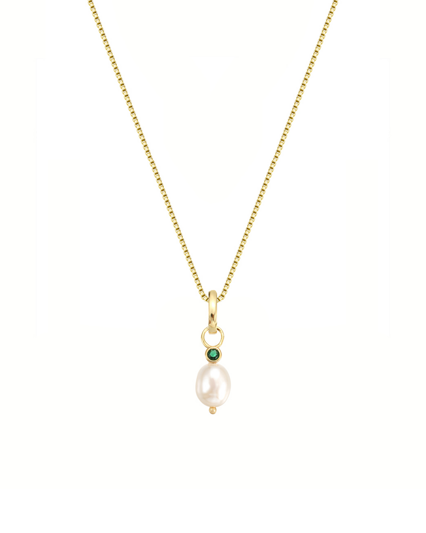 Emerald Pearl Charm Necklace