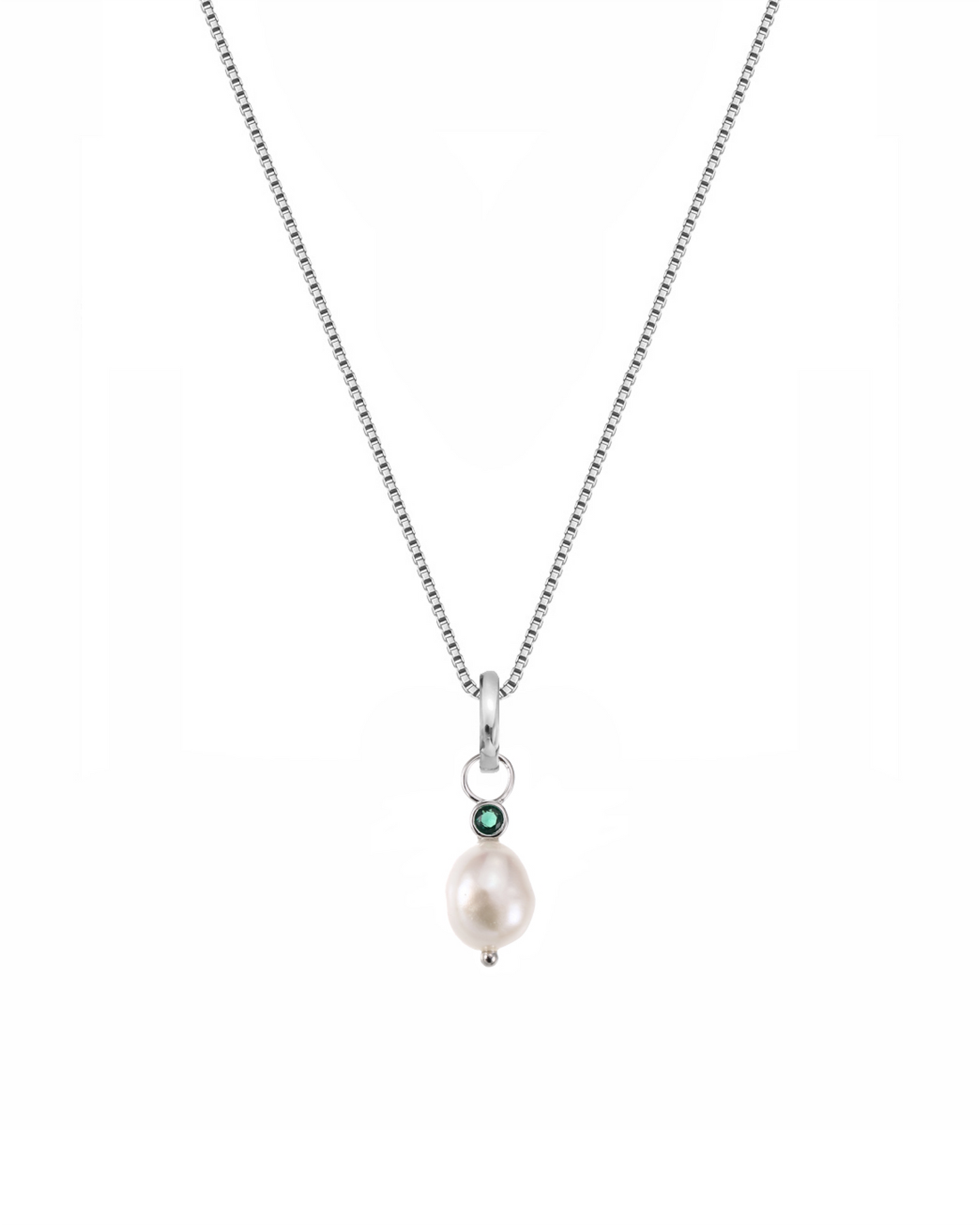 Emerald Pearl Charm Necklace