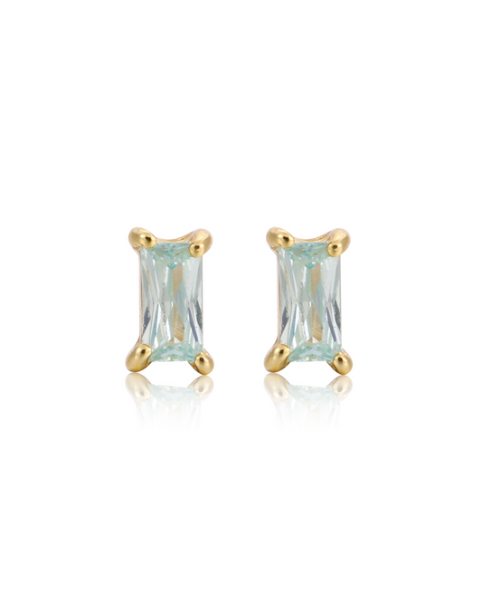 March Aquamarine Birthstone Studs